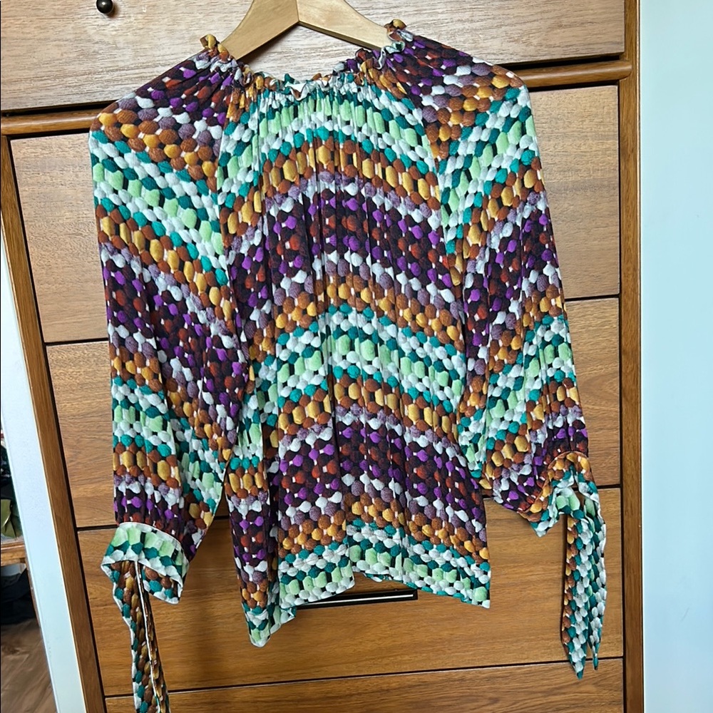 Colorful Geometric Patterned Blouse